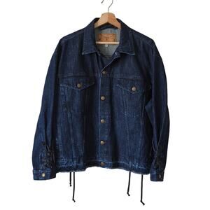 McQ Alexander McQueen Womens Jacket Lace Up Distressed Blue Denim Coat 40 S M L